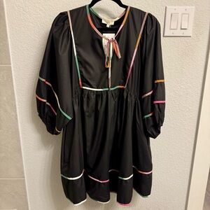 Entro Black Dress with Colorful Trim